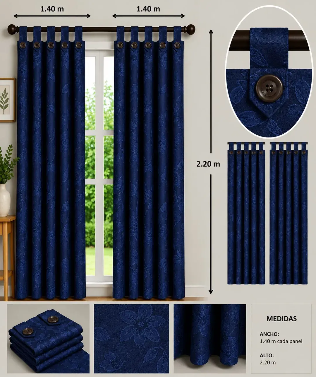 Cortinas Jacquard con Botones, foto 7 de 25