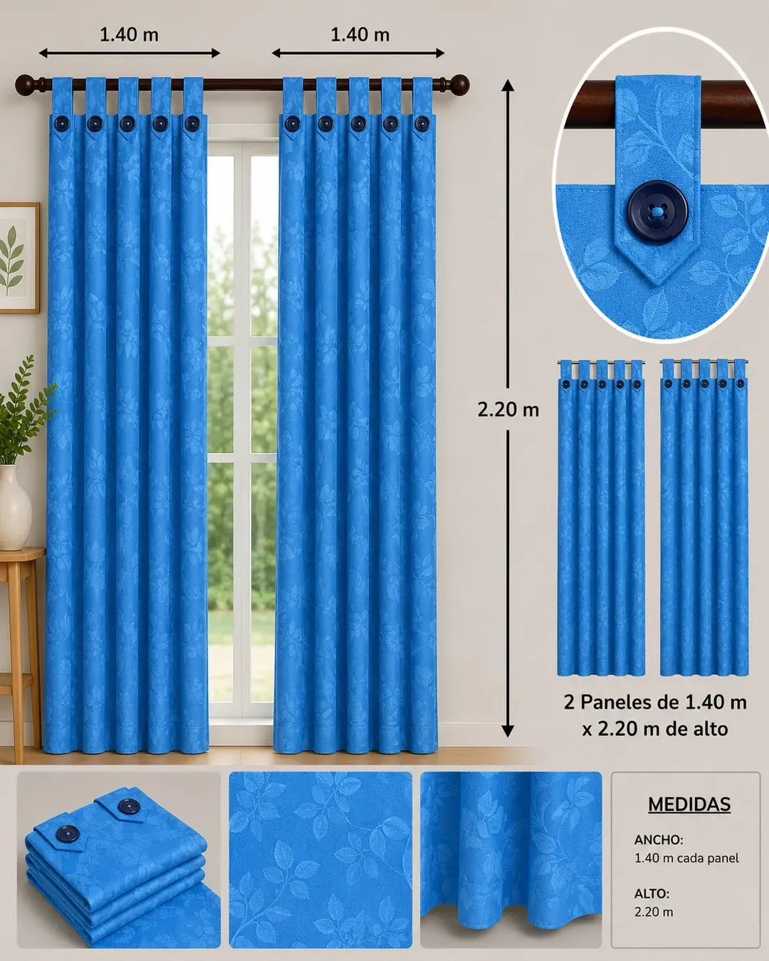 Cortinas Jacquard con Botones, foto 8 de 25