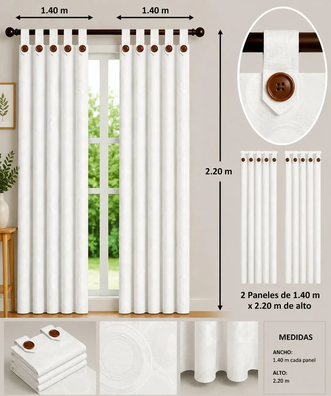 Cortinas Jacquard con Botones, foto 10 de 25