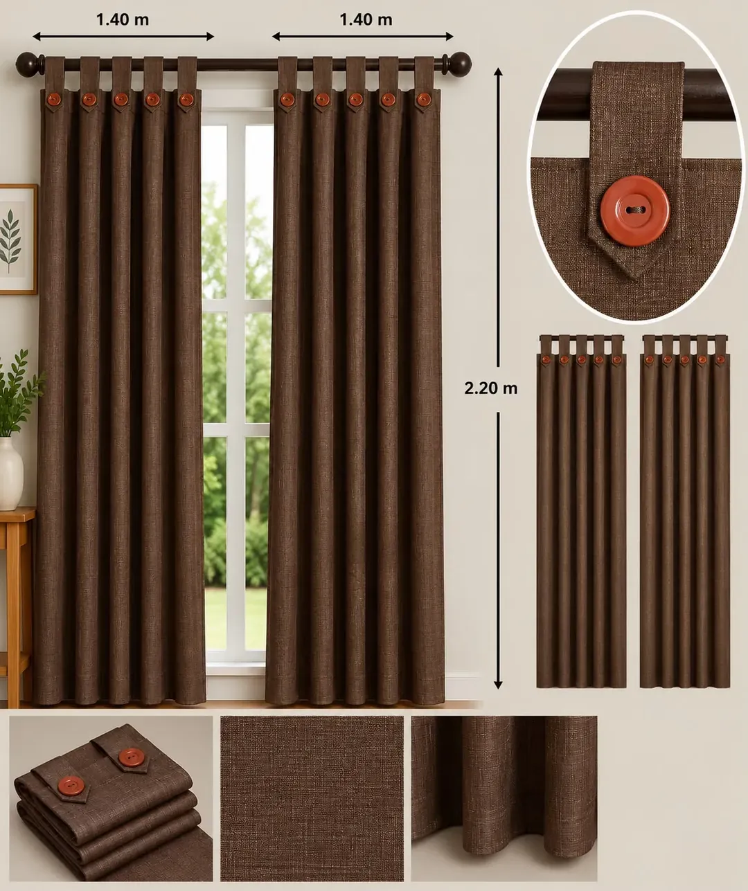 Cortinas Jacquard con Botones, foto 12 de 25
