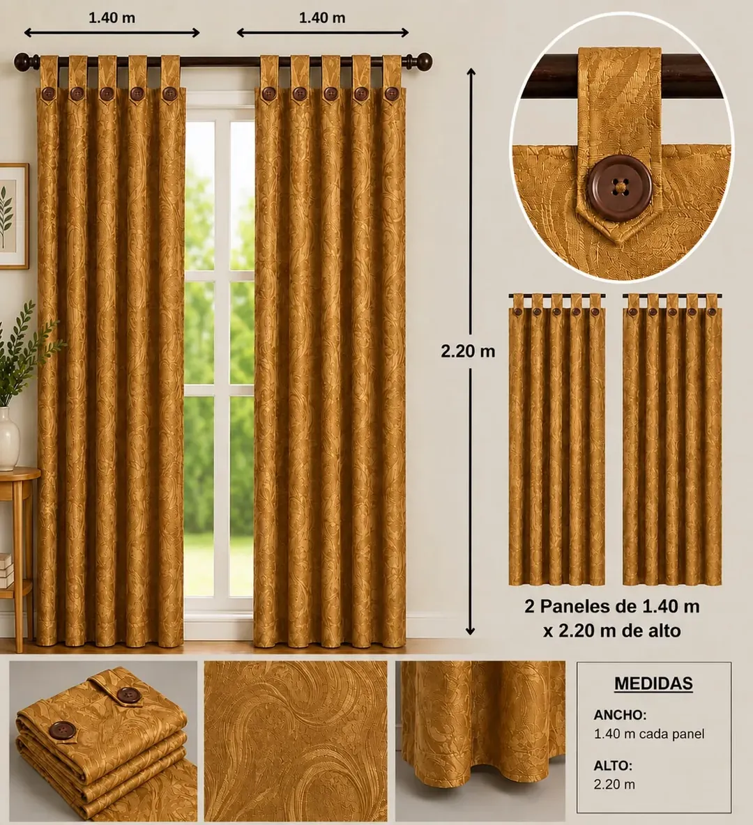 Cortinas Jacquard con Botones, foto 15 de 25