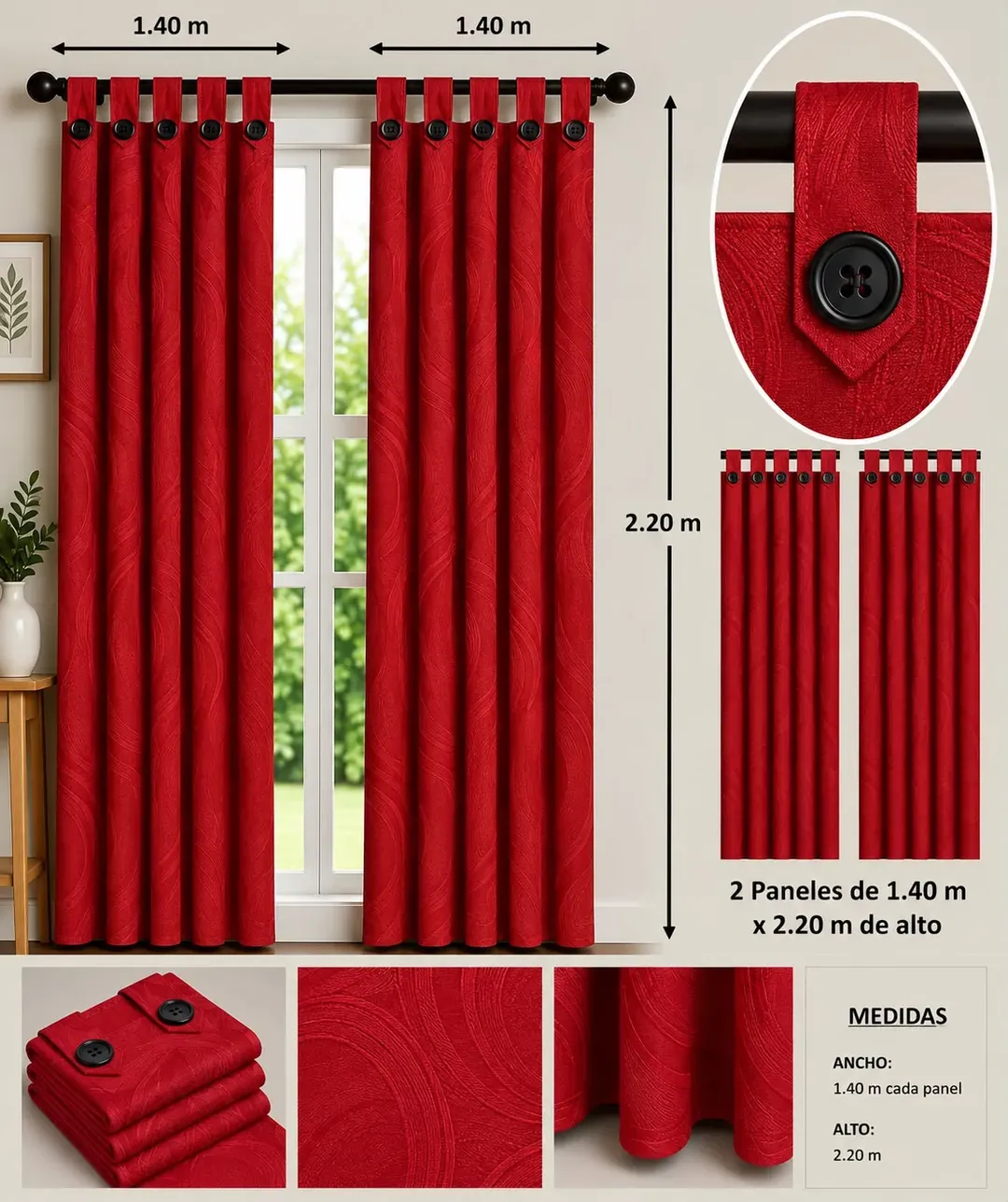 Cortinas Jacquard con Botones, foto 16 de 25
