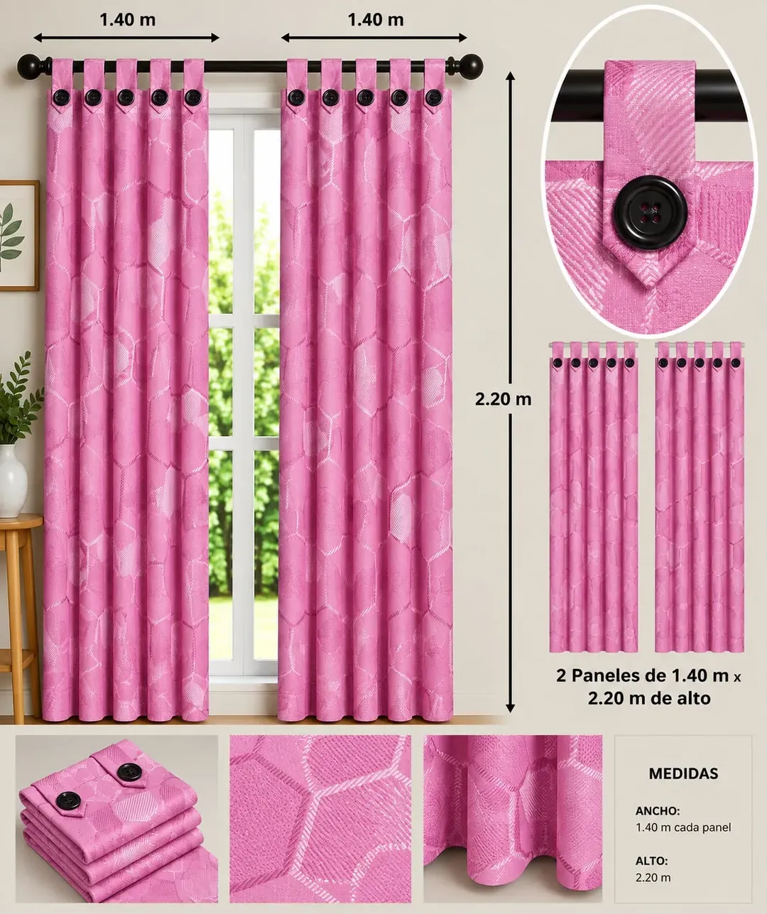 Cortinas Jacquard con Botones, foto 17 de 25